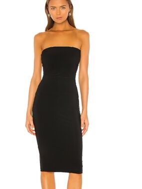 Norma Kamali Black Strapless Midi dress in XS
